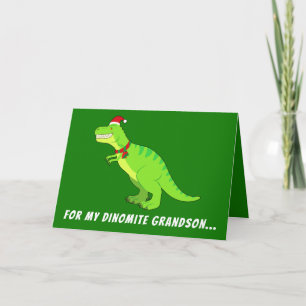 Grandson: T-Rex in Weihnachtsmannmütze zu Weihnach Feiertagskarte