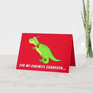Grandson: T-Rex in Weihnachtsmannmütze zu Weihnach Feiertagskarte