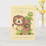 Grandson Third Birthday Niedlich Lion Foto Card Karte<br><div class="desc">Grandson Third Birthday Niedlich Lion Foto Card</div>