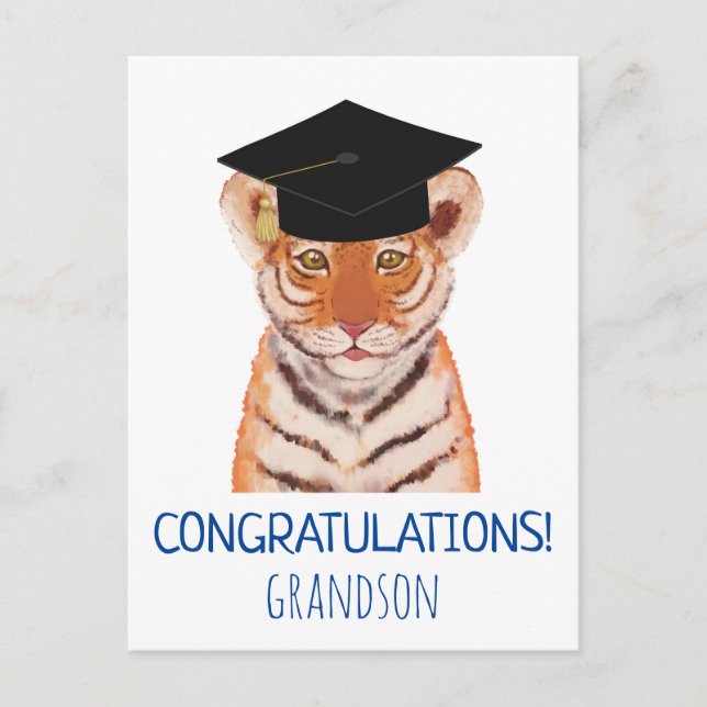 Grandson Tiger Cub Illustration gratulieren Postkarte (Vorderseite)