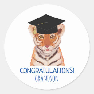 Grandson Tiger Cub Illustration gratulieren Runder Aufkleber