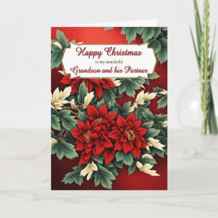 Grandson und sein Partner Christmas Poinsettias Feiertagskarte