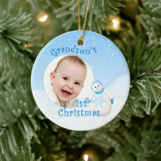 Grandsons 1. Weihnachtsschneemann Keramik Ornament