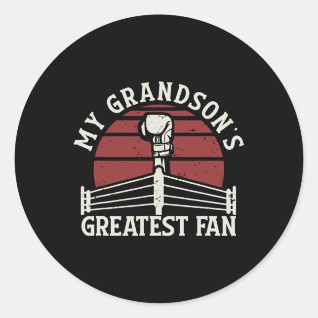 Grandsons Bester Fan-Boxing-Großmutter Runder Aufkleber (Vorderseite)