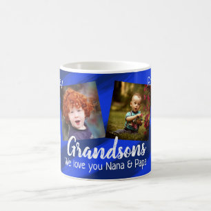 Grandsons Blue Stripes Vier Foto Collage Tasse