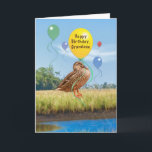 Grandsons Geburtstagskarte mit Enten und Balloons Karte<br><div class="desc">Dieses digitale Bild einer weiblichen Stockente mit schwimmenden Ballons macht eine festliche Geburtstagskarte.</div>