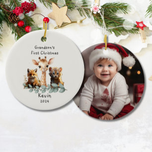 Grandsons Niedliche Safari-Tiere zu Weihnachten Keramik Ornament