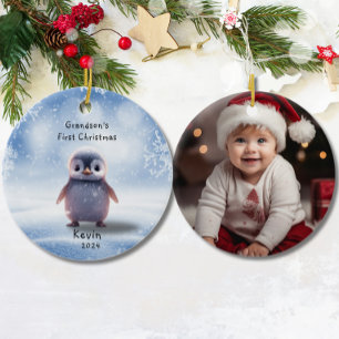 Grandsons Niedlicher Pinguin zu Weihnachten Keramik Ornament
