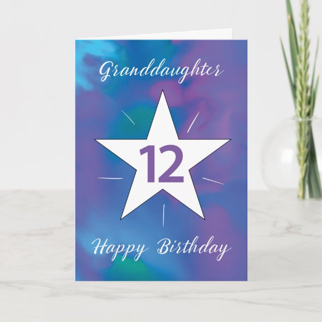 Grandtochter 12. Geburtstag White Shining Star Karte (Vorderseite)