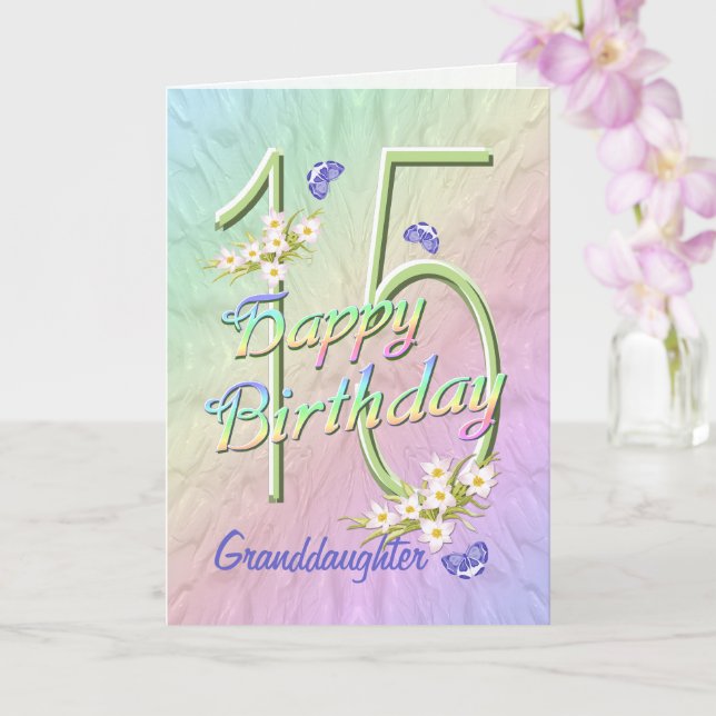 Grandtochter 15. Geburtstag Butterfly Garden Card Karte (Orchidee)