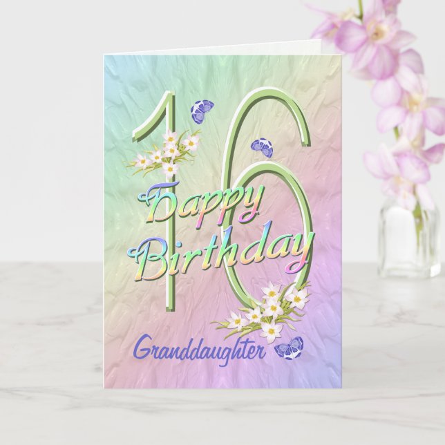 Grandtochter 16. Geburtstag Butterfly Garden Card Karte (Orchidee)