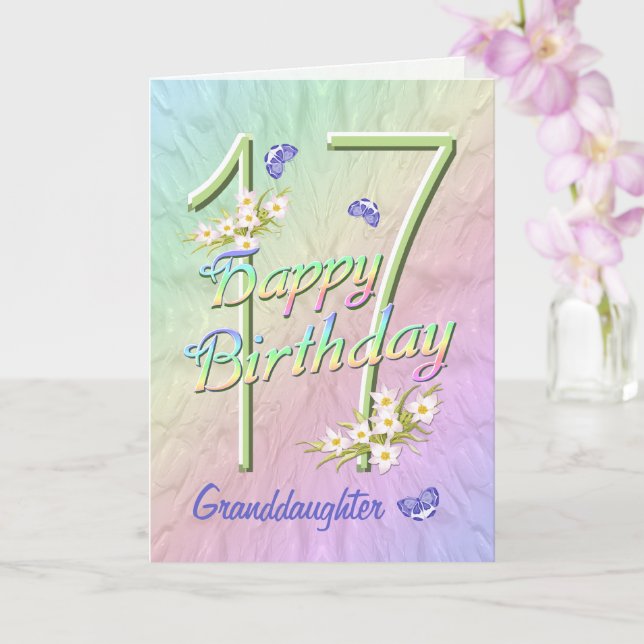 Grandtochter 17. Geburtstag Butterfly Garden Card Karte (Orchidee)