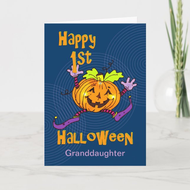 Grandtochter 1. Halloween Happy Pumpkin Karte (Vorderseite)