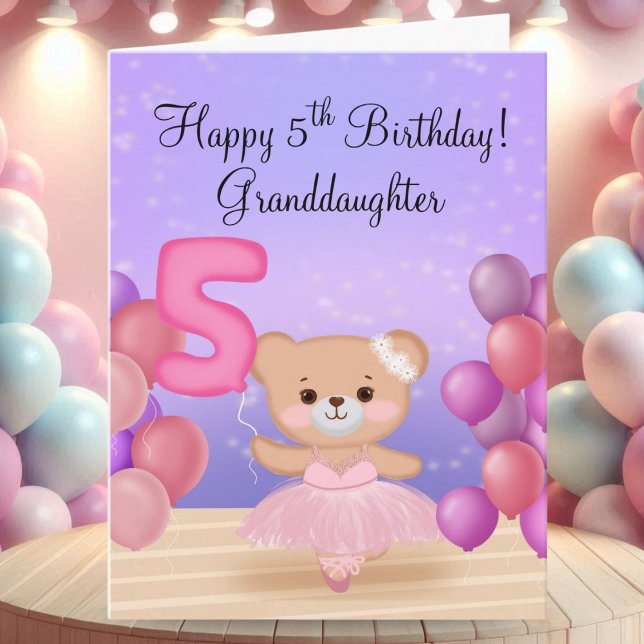 Grandtochter 5. Geburtstag Teddy Bear Ballerina Karte (Von Creator hochgeladen)
