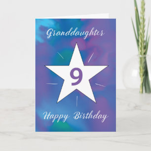 Grandtochter 9. Geburtstag White Shining Star Karte