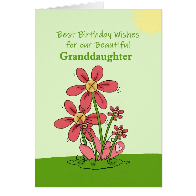 Grandtochter Best Birthday wünscht Blumen Gras (Vorne)