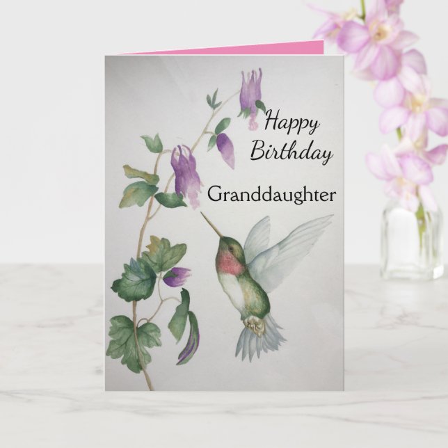 Grandtochter Birthday Hummingbird Garden Karte (Orchidee)