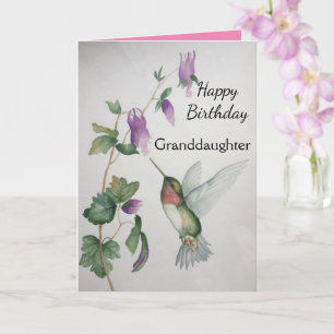 Grandtochter Birthday Hummingbird Garden Karte