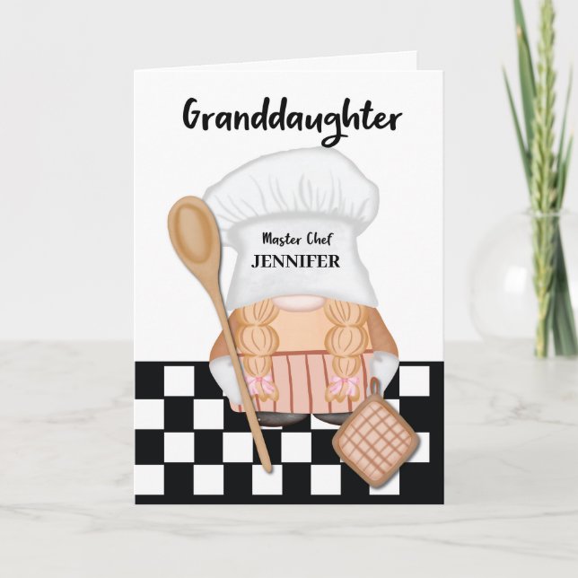 Grandtochter Birthday Whimsical Gnome Koch Cook Karte (Vorderseite)