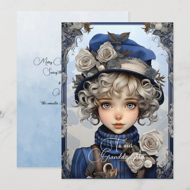 Grandtochter Blonde Hahaar Weihnachtswünsche für M (Vorne/Hinten)