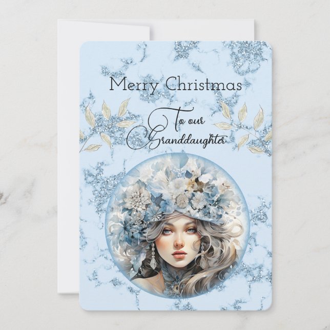 Grandtochter Blonde Hahaar Weihnachtswünsche für M (Vorderseite)