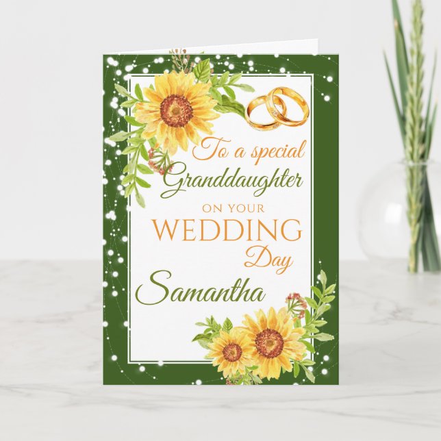 Grandtochter Bride Wedding Day Sonnenblume Karte (Vorderseite)