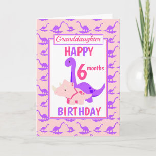 Grandtochter Dinosaurier 6 Monate Geburtstag Pink Karte