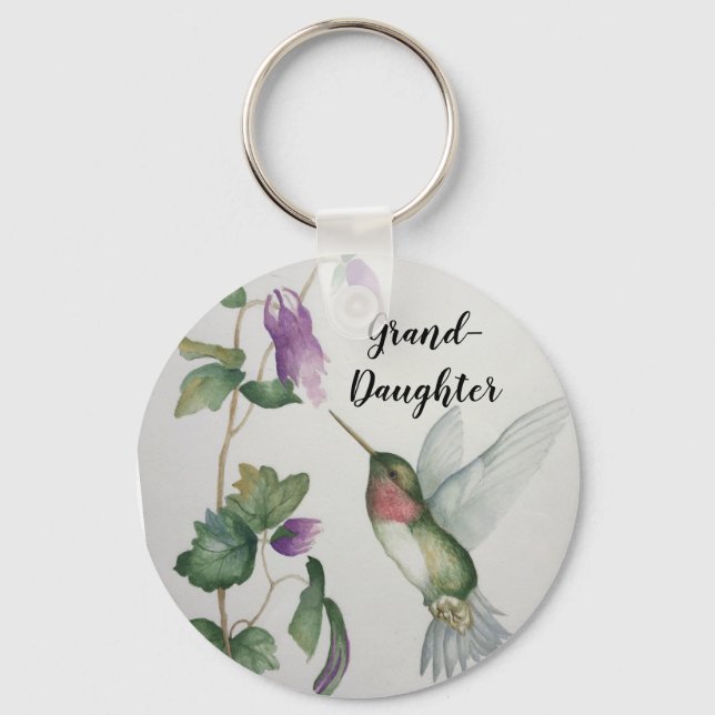 Grandtochter Elegant Hummingbird Button Schlüssela Schlüsselanhänger (Vorderseite)