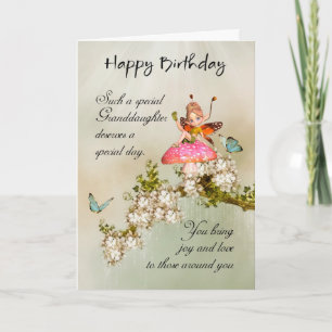 Grandtochter Fairy Geburtstagskarte mit Blossom Karte