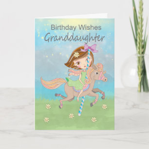 Grandtochter Girl Reiten auf der Karussell-Pferdek Karte