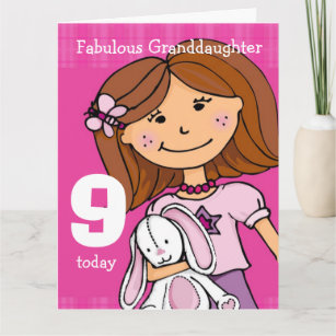 Grandtochter Girls 9. Geburtstagskarte pink Karte