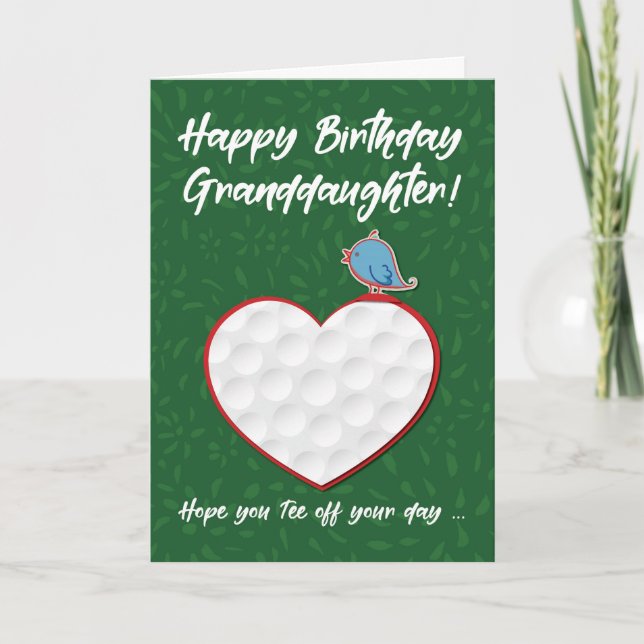 Grandtochter Golf Sportherz Geburtstag Karte (Vorderseite)