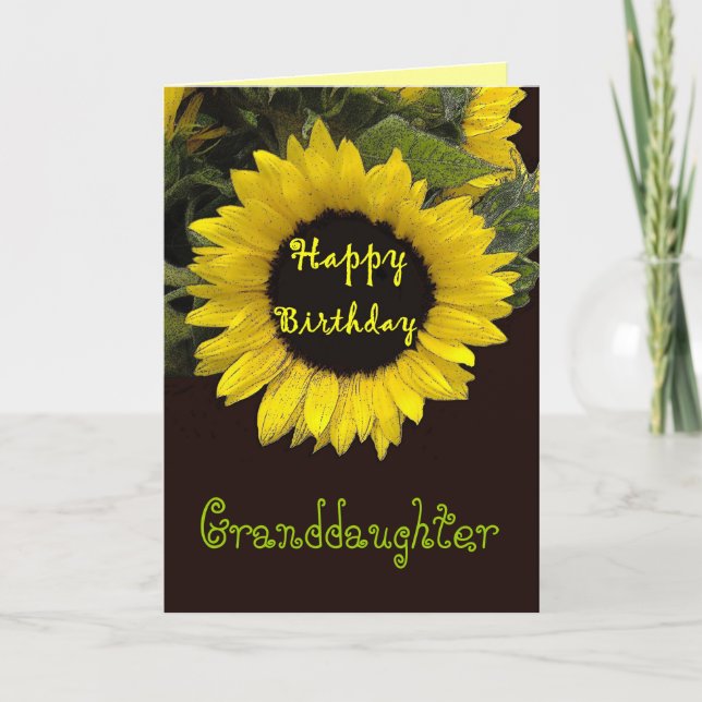 Grandtochter Happy Birthday fröhliche Sonnenblume Karte (Vorderseite)