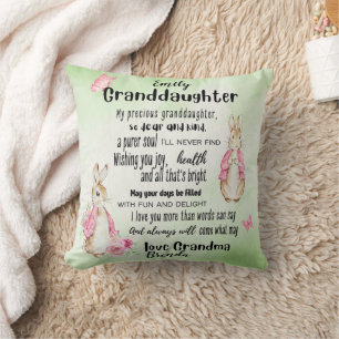 Grandtochter-Lieben Rabbit Custom Gedicht Name hin Kissen