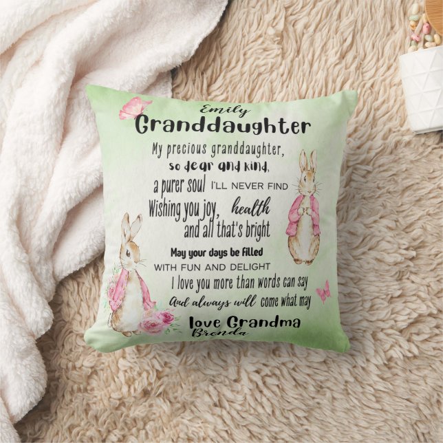 Grandtochter-Lieben Rabbit Custom Gedicht Name hin Kissen (Decke)