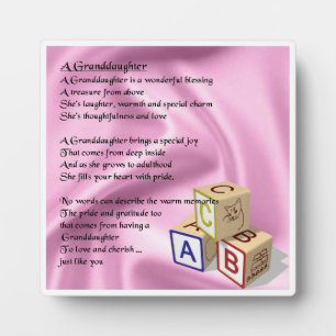 Grandtochter Poem Plaque - Baby Blocks Design Fotoplatte