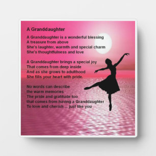 Grandtochter Poem Plaque - Ballerina Design Fotoplatte