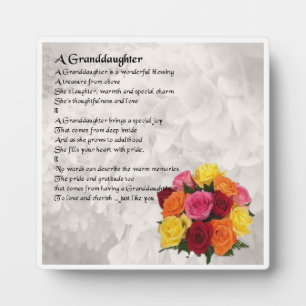 Grandtochter Poem Plaque - Blume Design Fotoplatte