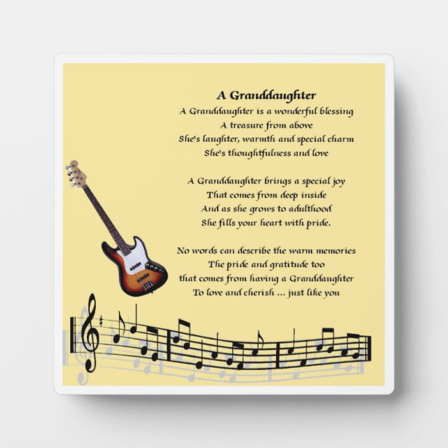 Grandtochter Poem Plaque - Musikdesign Fotoplatte (Vorderseite)