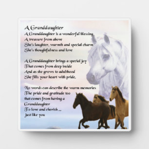 Grandtochter Poem Plaque - Pferdedesign Fotoplatte