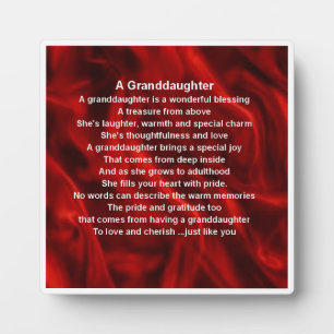 Grandtochter Poem Plaque - Red Silk Design Fotoplatte