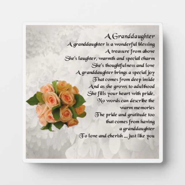 Grandtochter Poem Plaque - Rose gestalten Fotoplatte (Vorderseite)