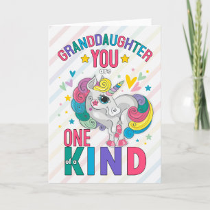 Grandtochter Rainbow Unicorn Valentine Feiertagskarte