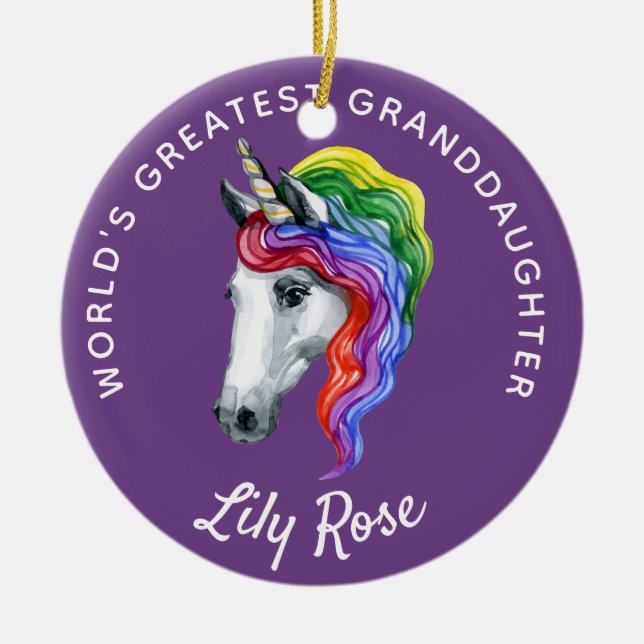 Grandtochter Unicorn Personalisiert Keramik Ornament (Vorne)