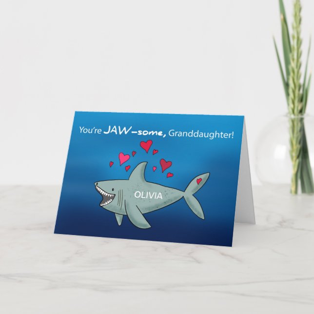 Grandtochter Valentinstag Shark Karte (Vorderseite)