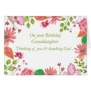 Grandtochter Watercolor Blume Religiöse Birthda