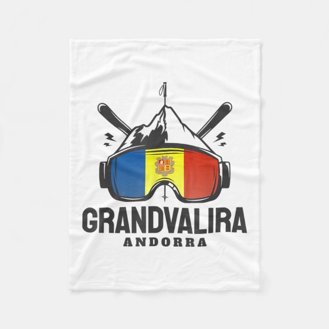 Grandvalira Andorra Ski Resort Retro Skiing _1 Fleecedecke (Vorderseite)