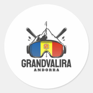 Grandvalira Andorra Ski Resort Rückfahrt Skifahren Runder Aufkleber