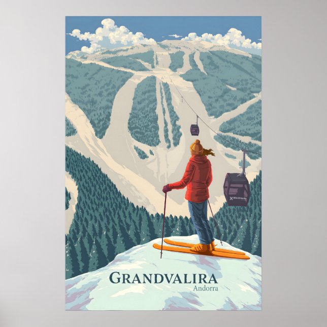 Grandvalira Andorra Ski Resort Travel Poster (Vorne)