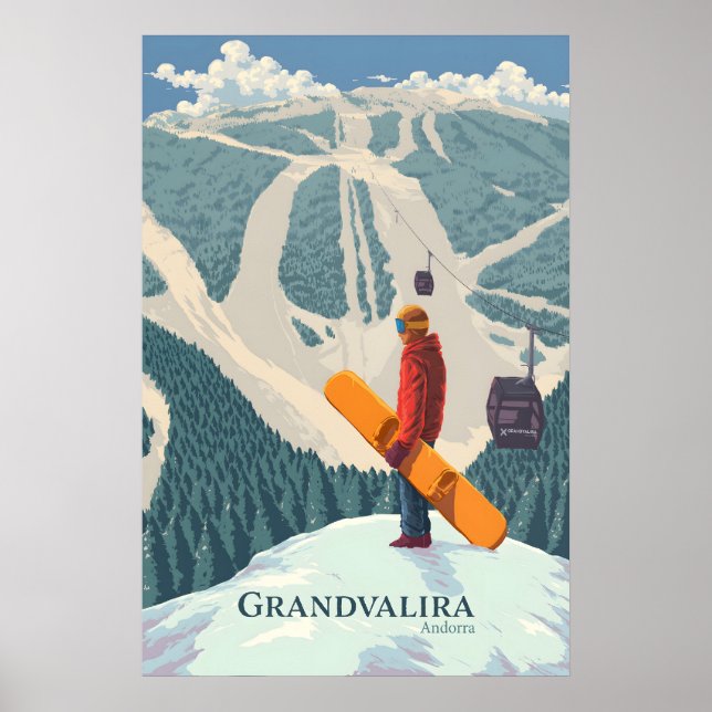 Grandvalira Andorra Snowboarding Travel Poster (Vorne)